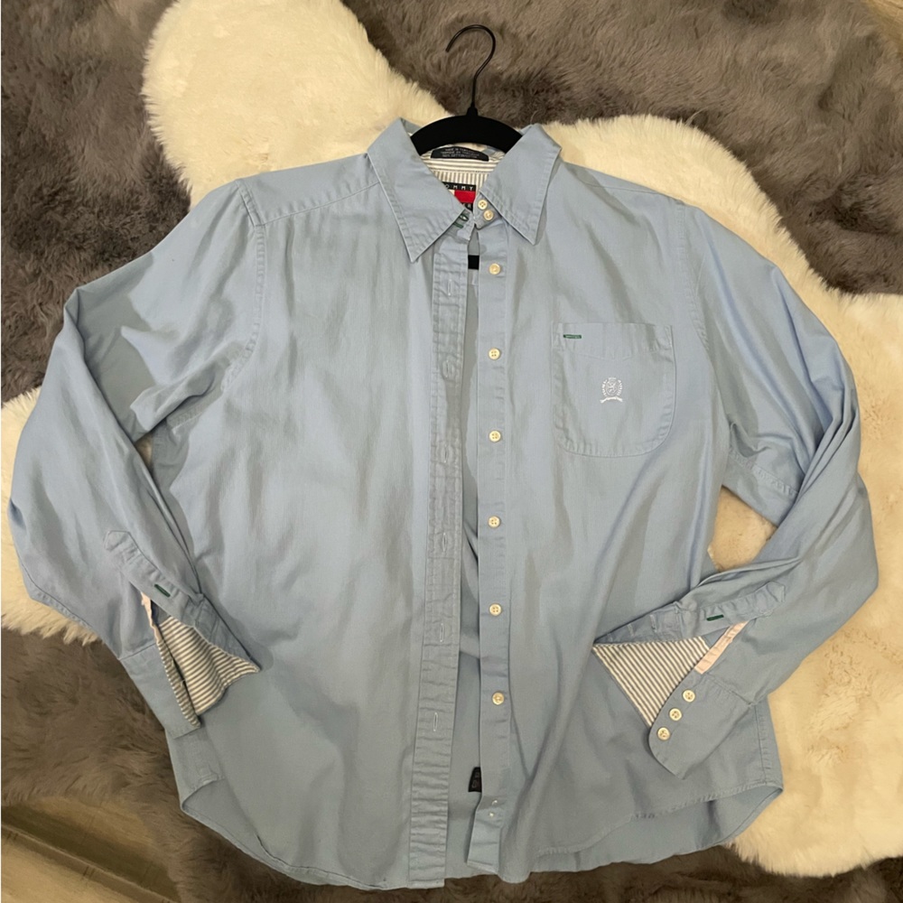 Baby Blue Tommy Hilfiger Womens Button-up